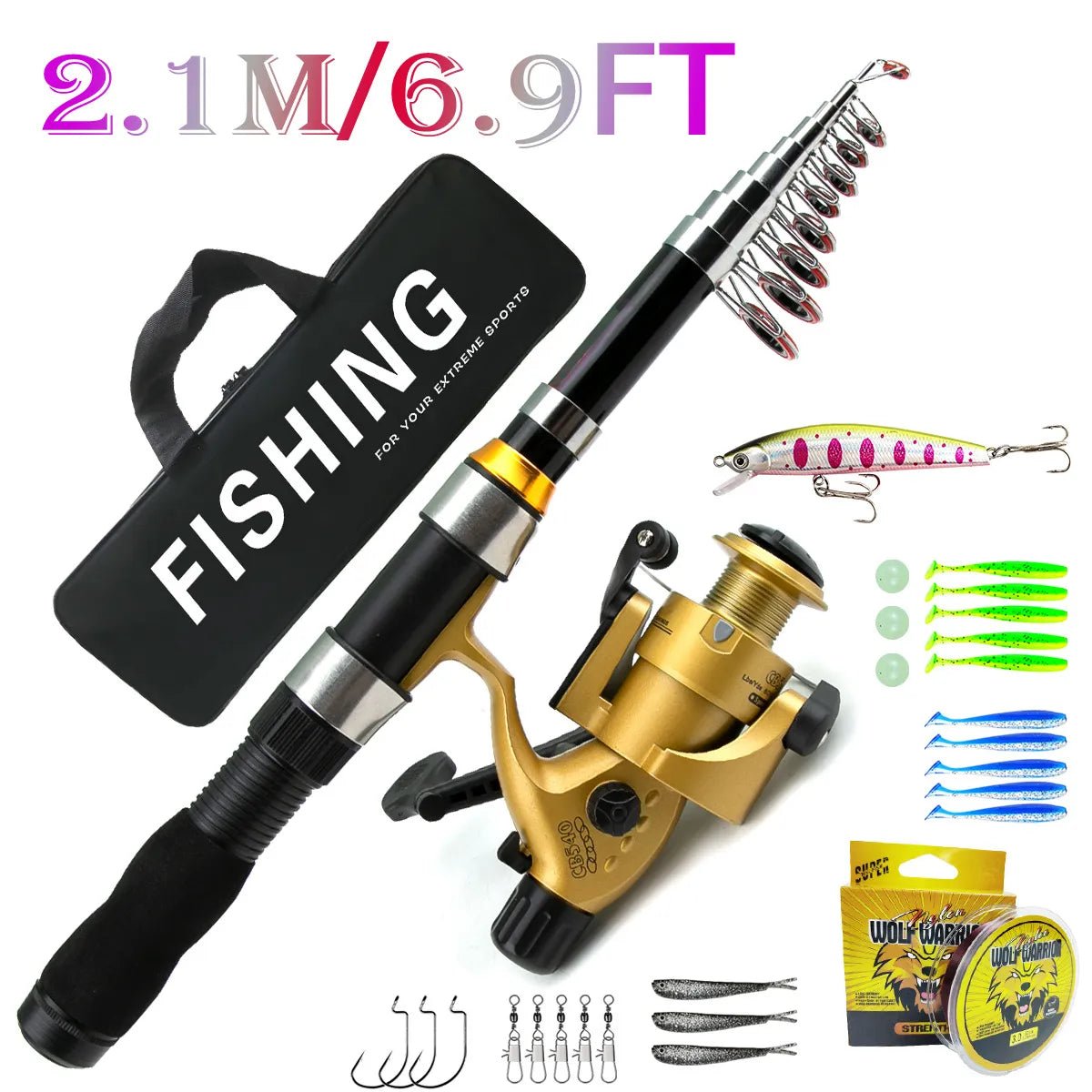 1.8m & 2.1m Long - Distance Casting Rod & Reel Set – High - Performance Fishing Gear for Sea & Freshwater Fishing - Echo Leaf