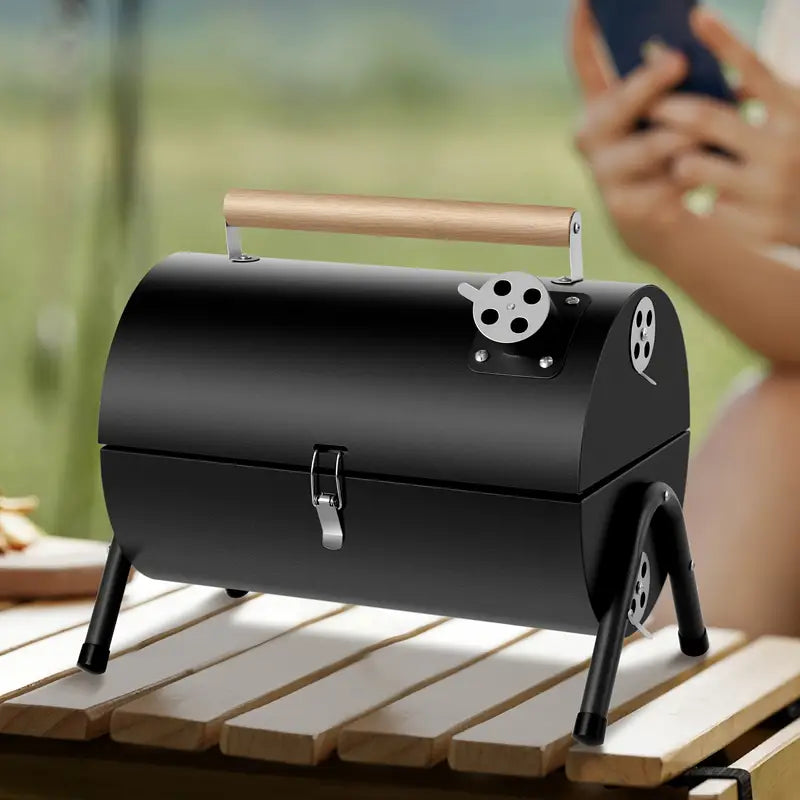 Barrel-Style Charcoal Grill – Portable & Easy to Use