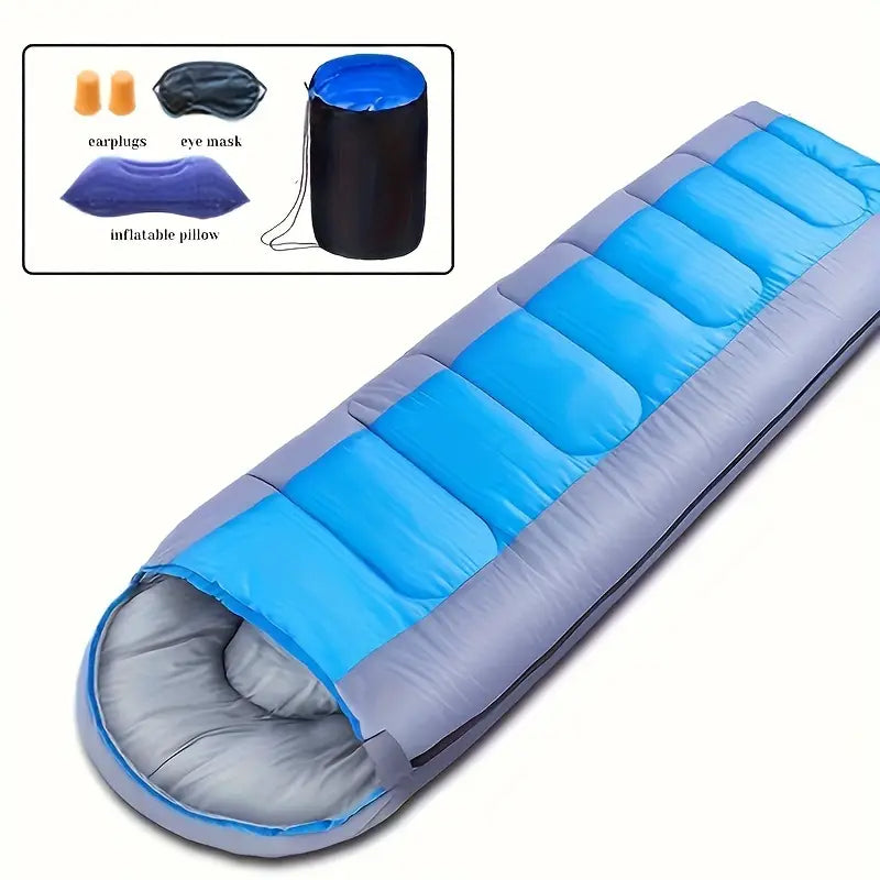 Connectable Winter Sleeping Bag with Hood – Double Zipper, Warm & Waterproof Camping Set - Echo Leaf
