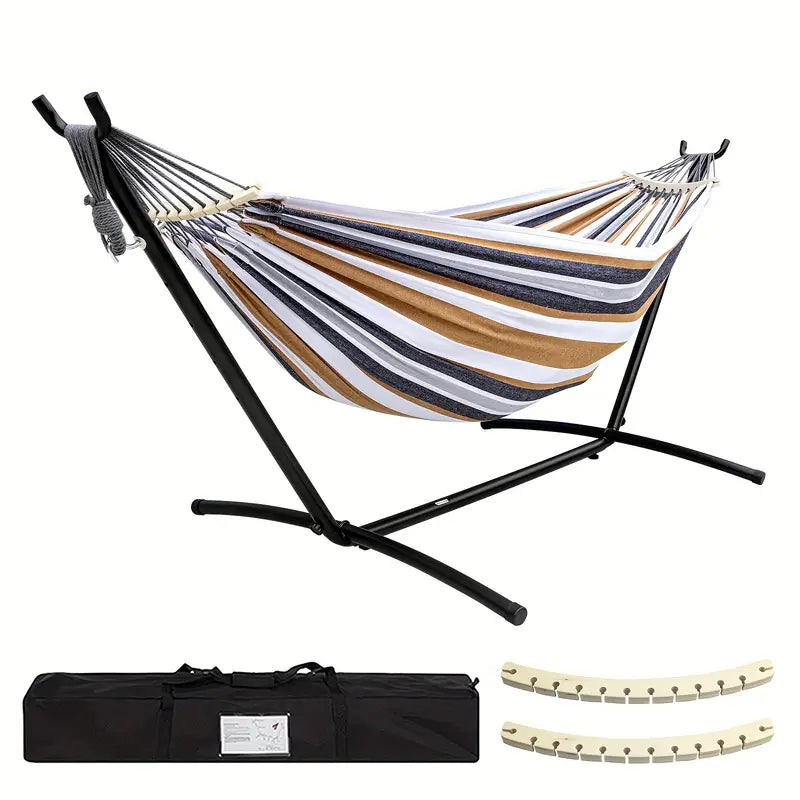 Portable Double Hammock with Stand – Indoor & Outdoor Use