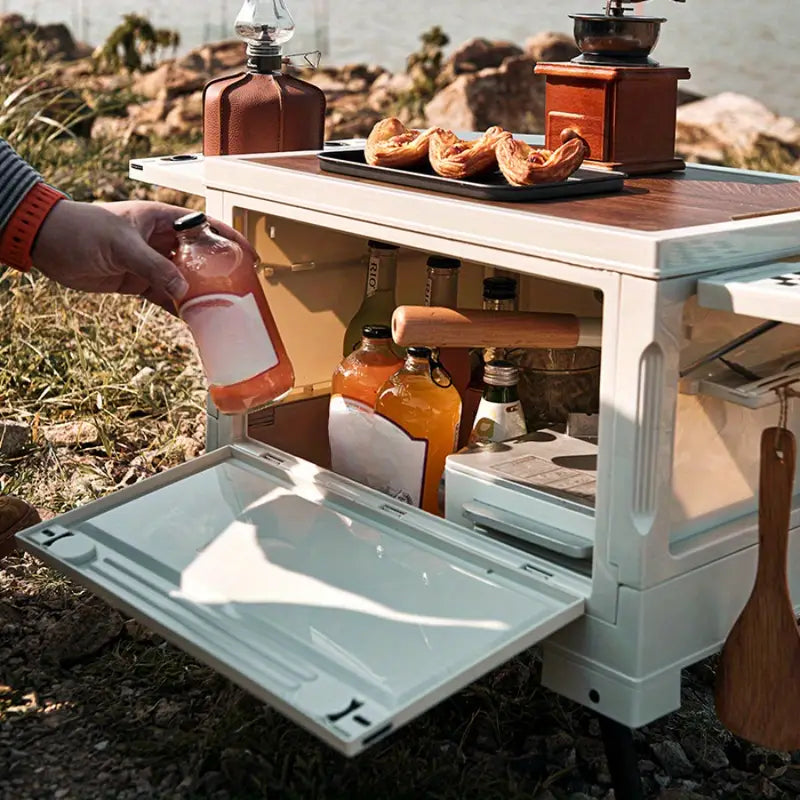 Waterproof Camping Storage Box with Foldable Table – Outdoor Gear Organizer for Camping & Hiking - Echo Leaf