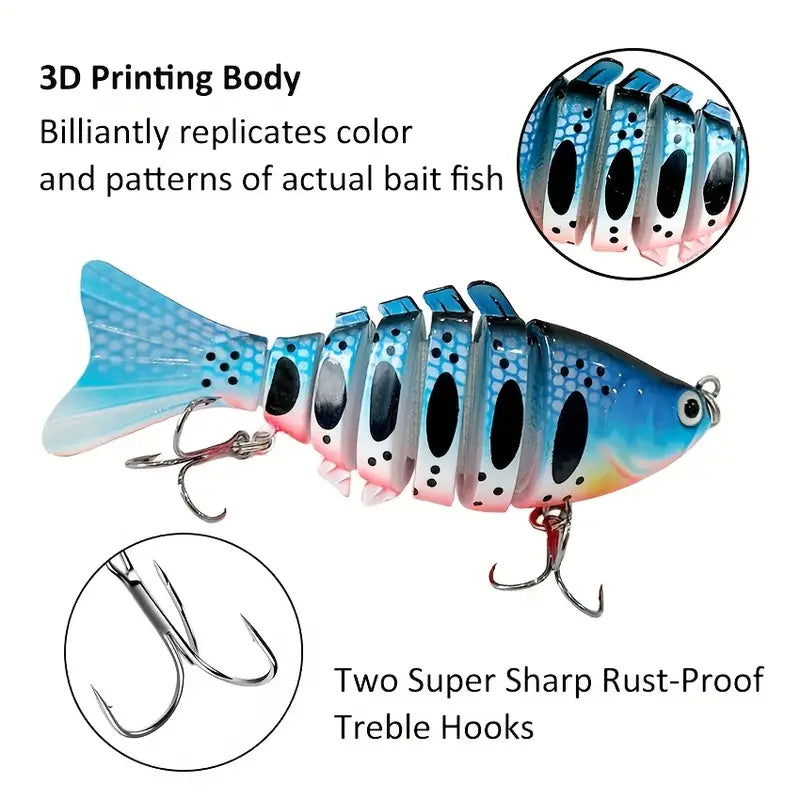 5pcs Swimbait Lures | Realistic Pike Design, Treble Hooks - Echo Leaf