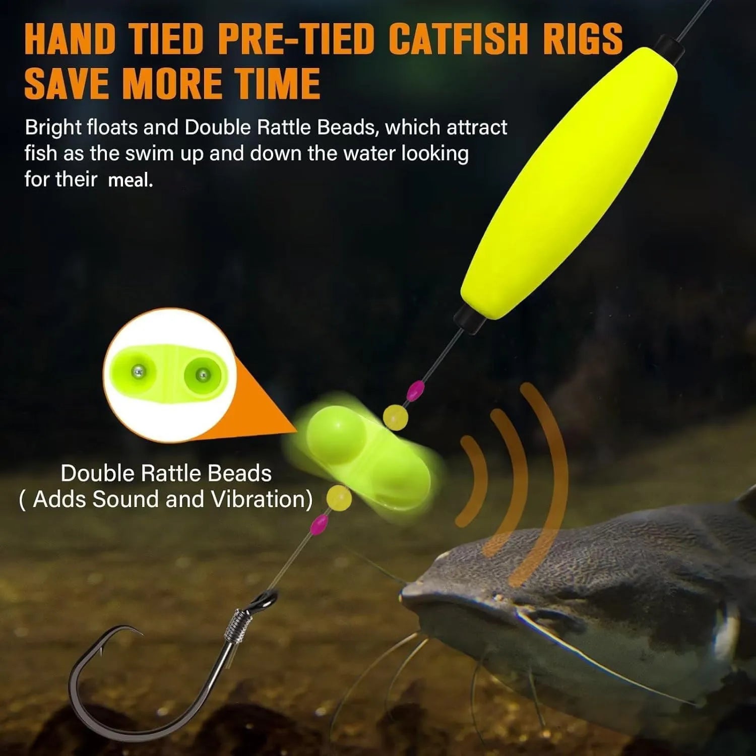Catfish Rig with Rattles & Circle Hooks – Santee Rig, 3pcs Set