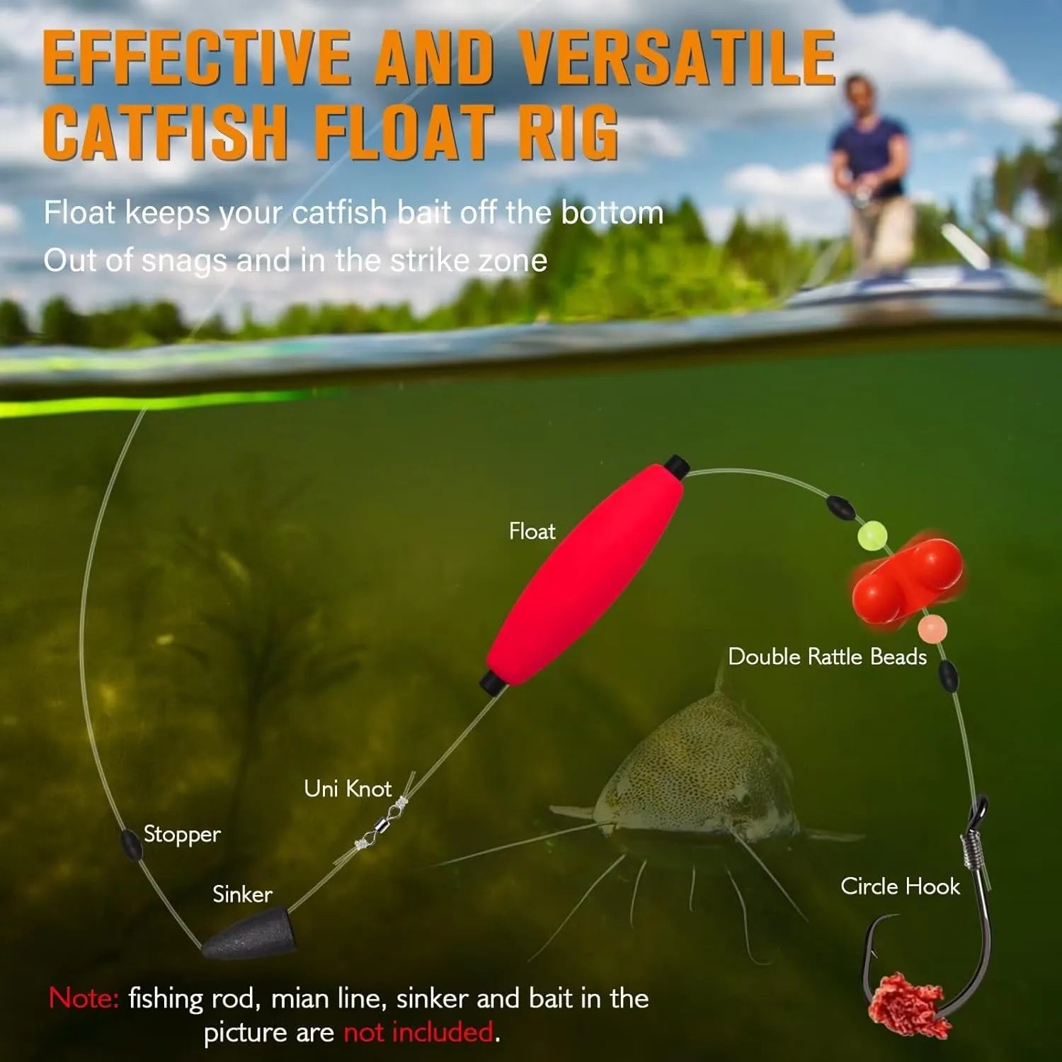 Catfish Rig with Rattles & Circle Hooks – Santee Rig, 3pcs Set