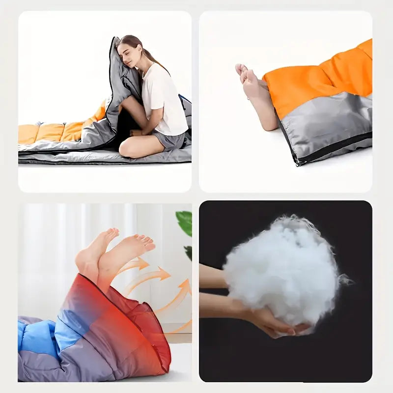 Connectable Winter Sleeping Bag with Hood – Double Zipper, Warm & Waterproof Camping Set - Echo Leaf