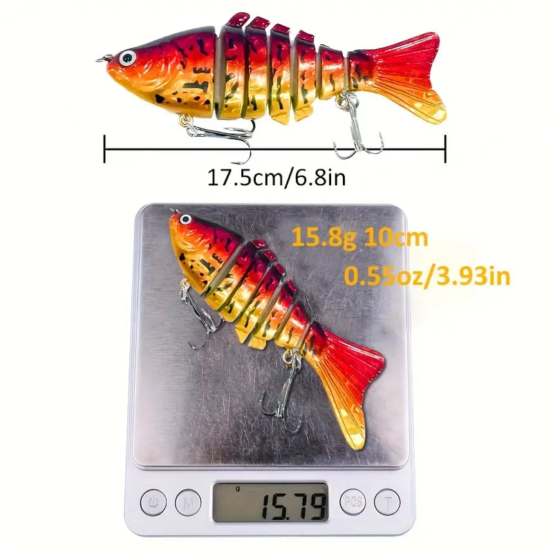 5pcs Swimbait Lures | Realistic Pike Design, Treble Hooks - Echo Leaf