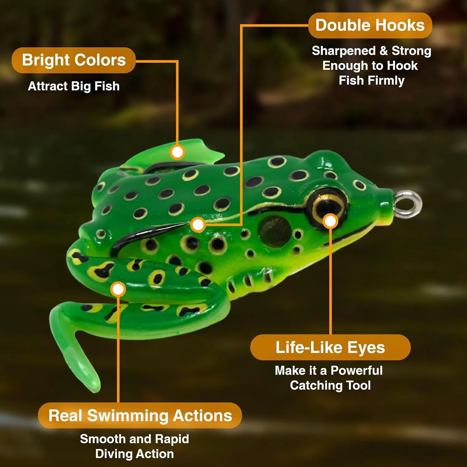 Reaction Tackle Weedless Hollow Body Frogs – 2.25
