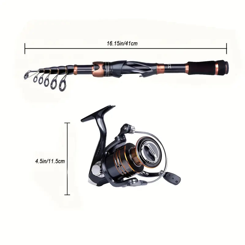 Compact Telescopic Fishing Rod & Reel Combo - Carbon Fiber, Portable for Travel, Ideal Men's Gift - Echo Leaf