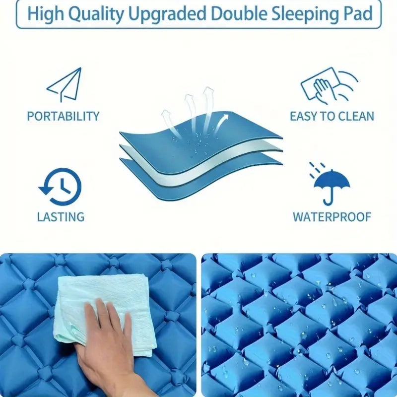 Extra large and ultra-light self-inflating camping mat with built-in pump - Echo Leaf