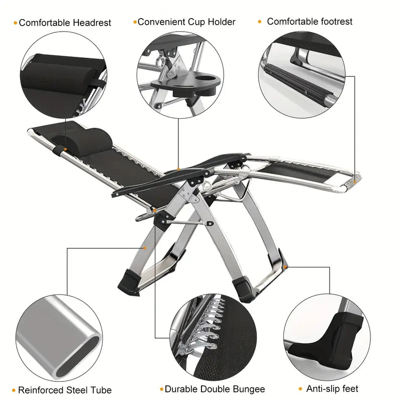 Heavy-Duty Zero Gravity Chair – Patio Recliner up to 440lbs