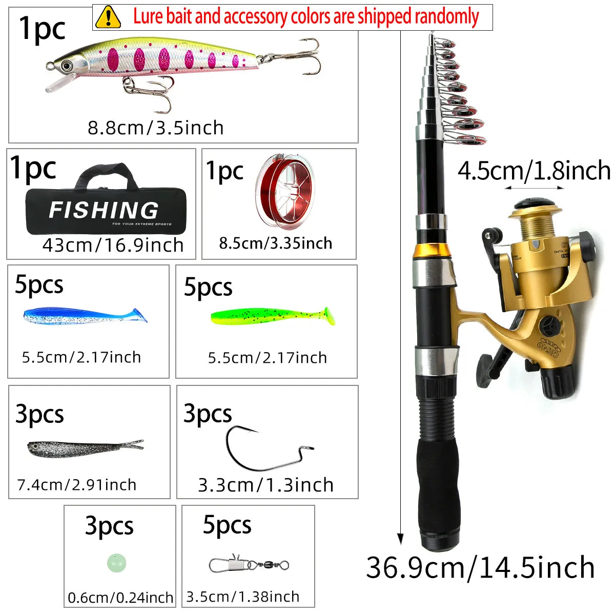 1.8m & 2.1m Long-Distance Casting Rod & Reel Set