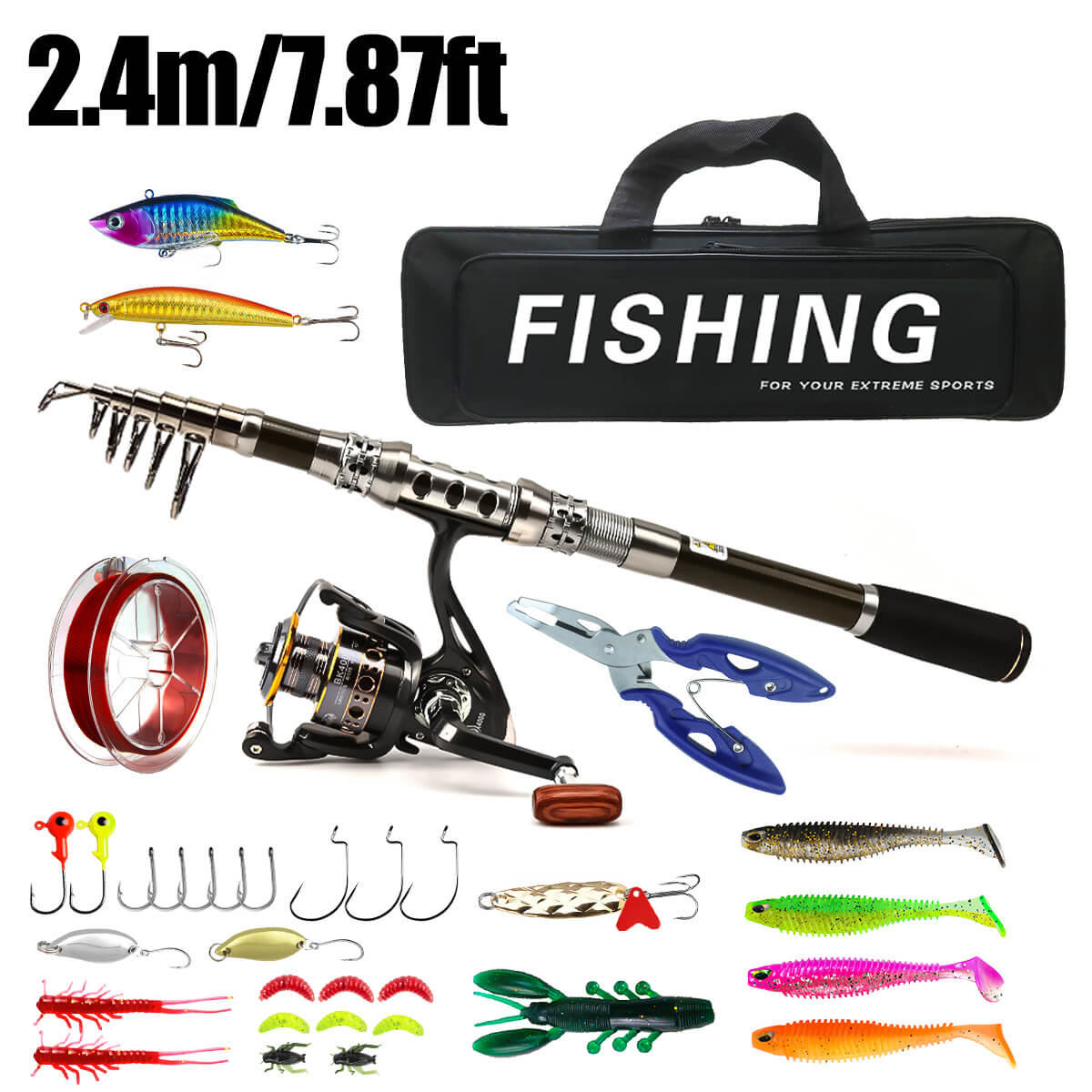 Rotating Reel & Carbon Rod Set – Sea & Freshwater Fishing Gear