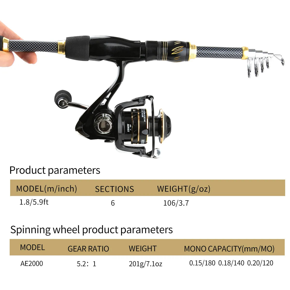 5.9ft lure fishing gear rod reel set ultra-short sea rod - Echo Leaf