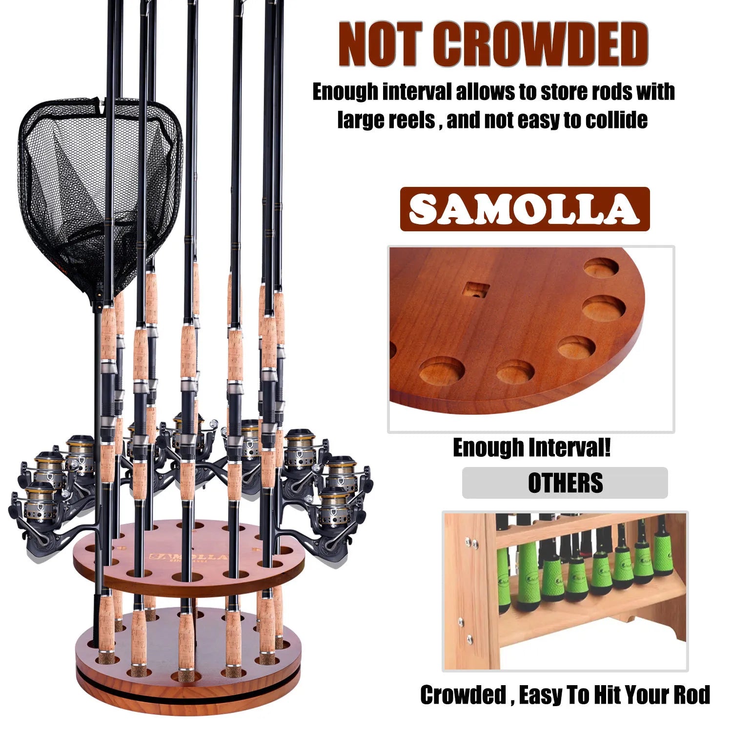 2025 New Wooden Fishing Rod Rack for Home Organization