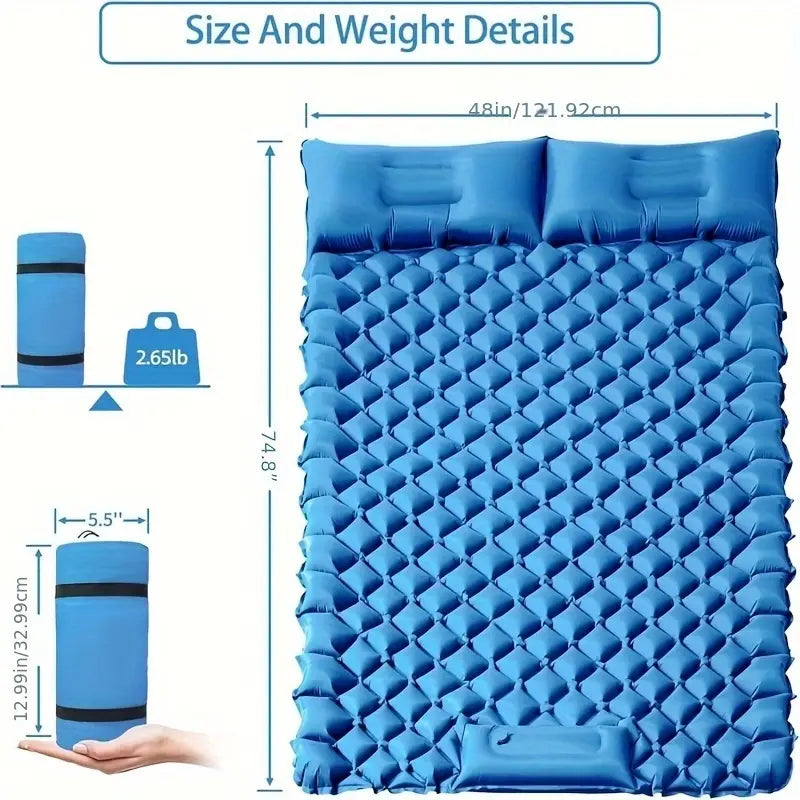 Extra large and ultra-light self-inflating camping mat with built-in pump - Echo Leaf