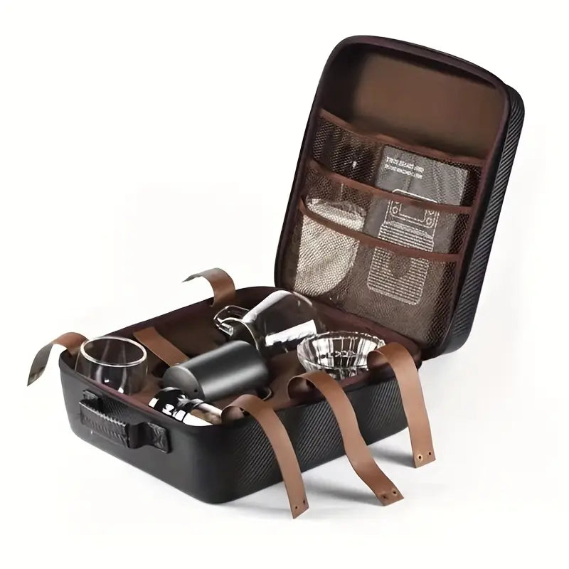 Outdoor Travel Coffee Set – Portable Stainless Steel Grinder & Glassware - Echo Leaf