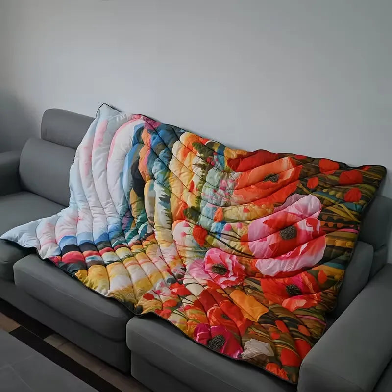 Warm Puffy Camping Blanket – Lightweight Outdoor Travel Quilt for Hiking, Picnic & Car - Echo Leaf