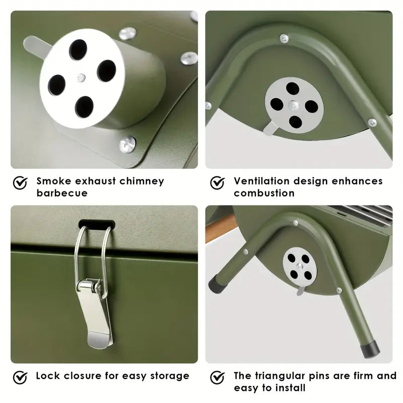 Barrel-Style Charcoal Grill – Portable & Easy to Use
