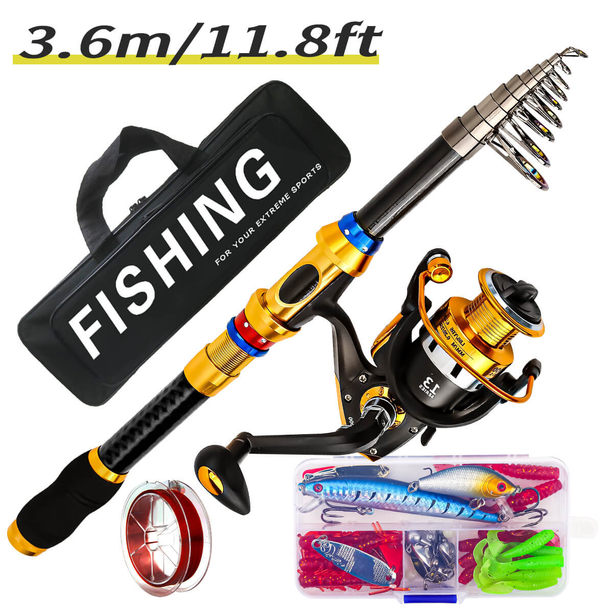 Carbon Fiber Telescopic Rod & Reel Combo – Full Fishing Kit – Portable, Lightweight, High-Performance Gear - Echo Leaf