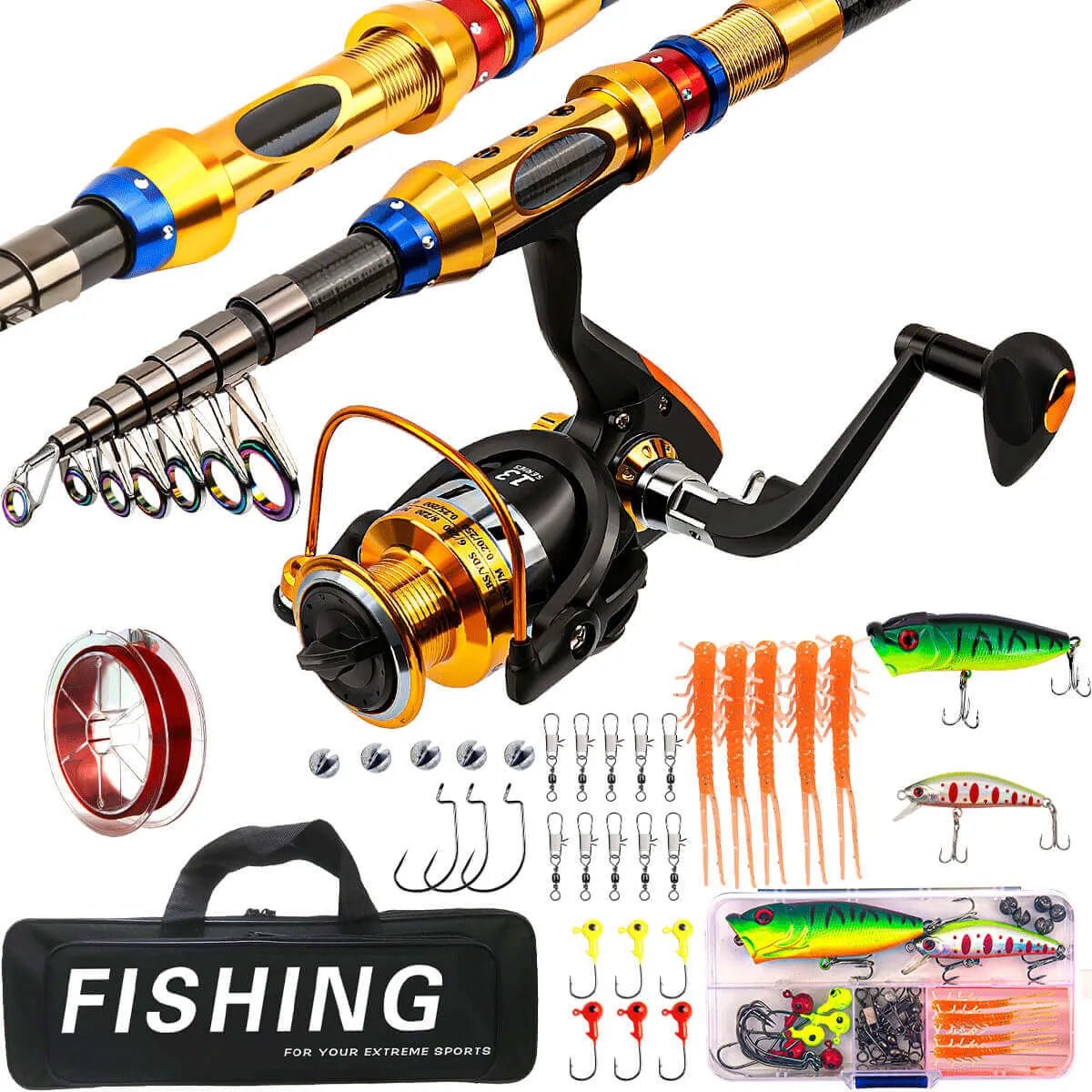 Carbon Fiber Telescopic Rod & Reel Combo – Full Fishing Kit – Portable, Lightweight, High-Performance Gear - Echo Leaf