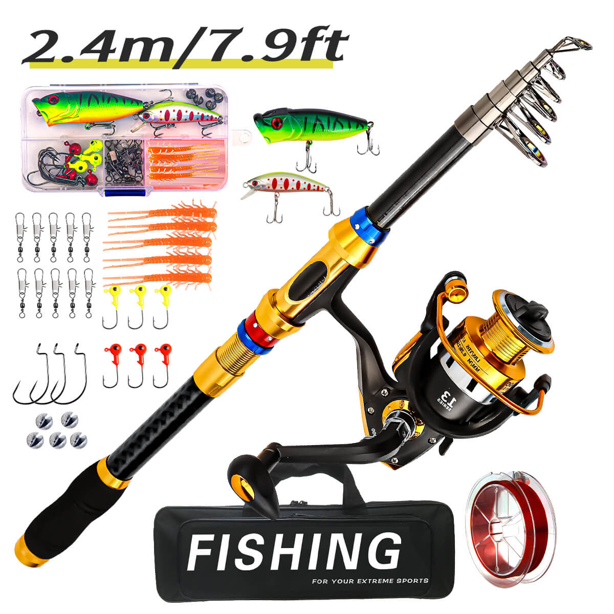 Carbon Fiber Telescopic Rod & Reel Combo – Full Fishing Kit – Portable, Lightweight, High-Performance Gear - Echo Leaf