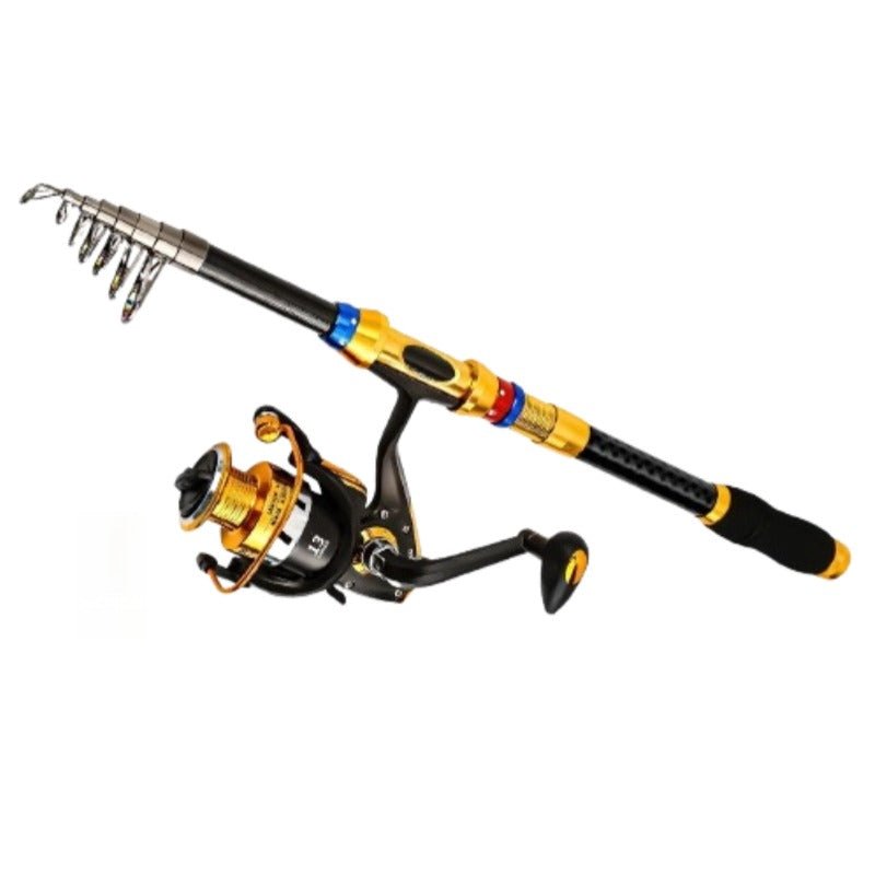 Carbon Fiber Telescopic Rod & Reel Combo – Full Fishing Kit – Portable, Lightweight, High-Performance Gear - Echo Leaf