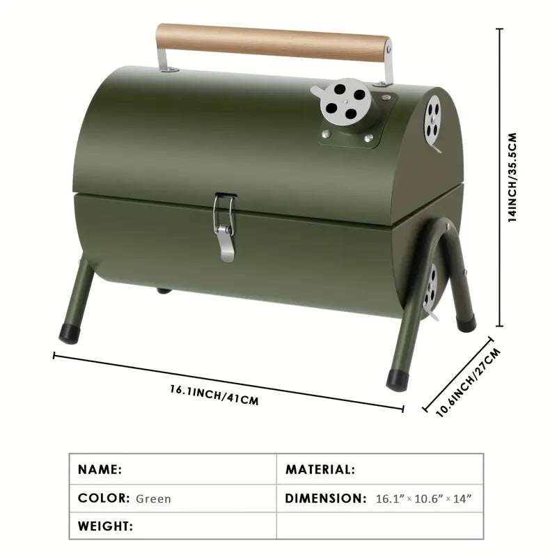 Barrel-Style Charcoal Grill – Portable & Easy to Use