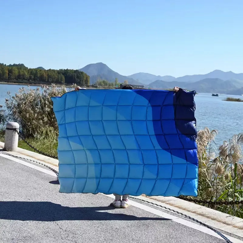 Warm Puffy Camping Blanket – Lightweight Outdoor Travel Quilt for Hiking, Picnic & Car - Echo Leaf