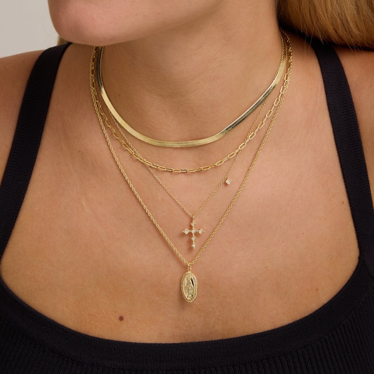 Cross Necklace Minimalist Religious Jewelry for Women - Echo Leaf