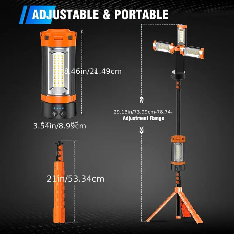 Lampe de camping 12 000 mAh – Rechargeable, à intensité variable, avec trépied
