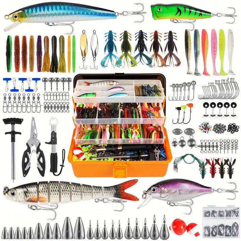 415pcs Fishing Tackle Box Set – Complete Bass Kit - Echo Leaf