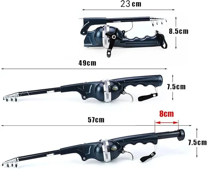 EasyFish folding rod in collapsed, portable state