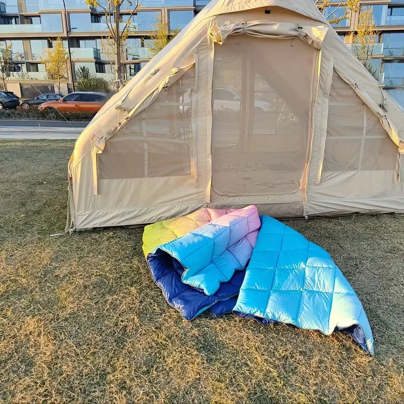 Warm Puffy Camping Blanket – Lightweight Outdoor Travel Quilt for Hiking, Picnic & Car - Echo Leaf
