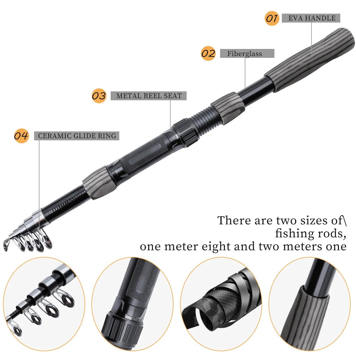 Fiberglass Lure Rod Set – Long - Cast Fishing Gear - Echo Leaf