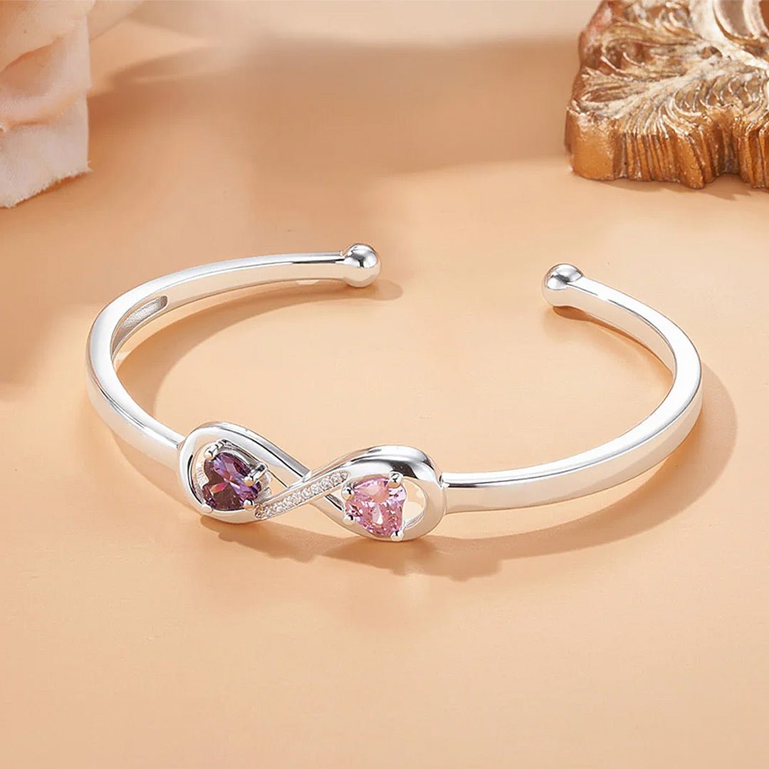 For Granddaughter Customized Double Birthstone Infinity Bracelet - Echo Leaf