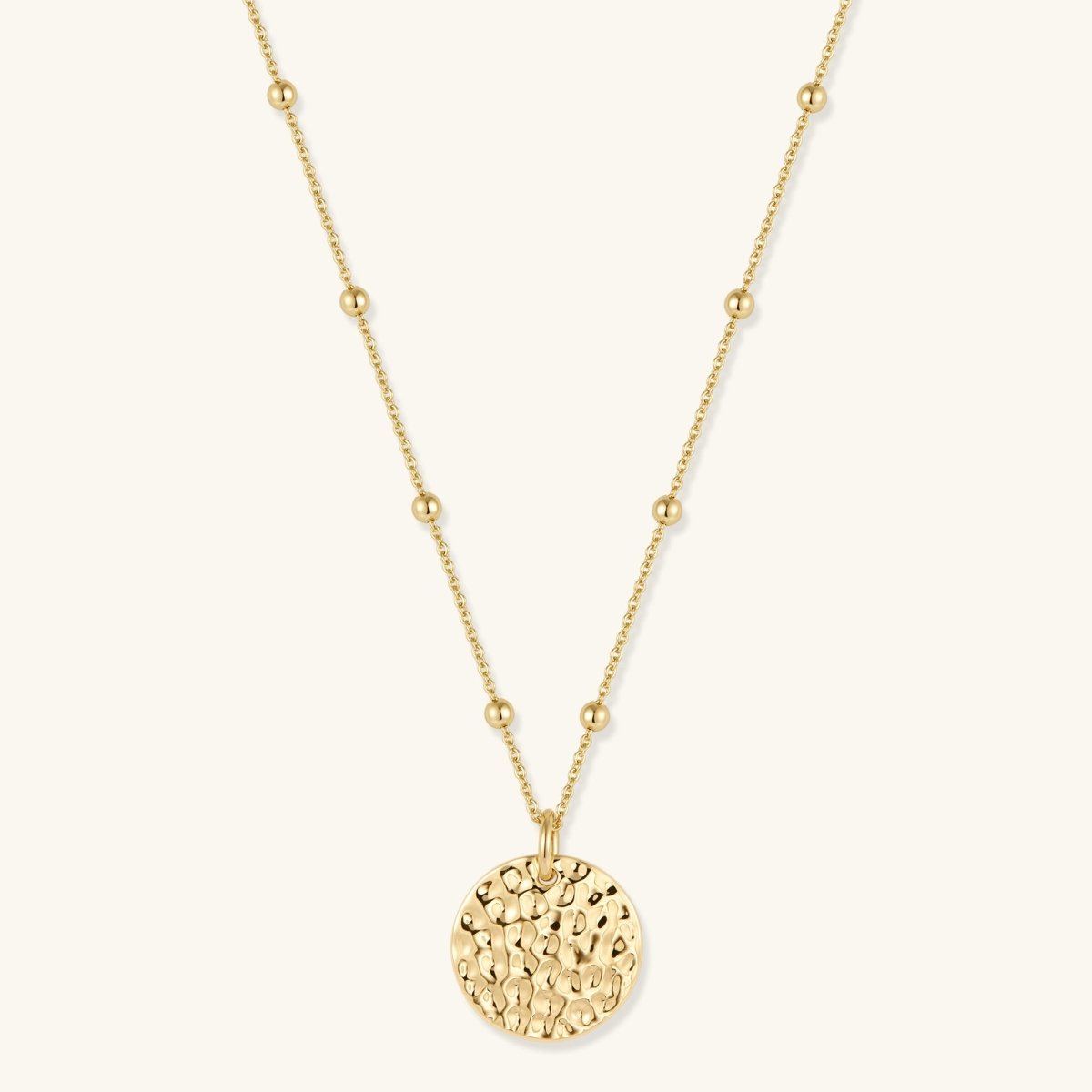 Gold Filled Hammered Coin Necklace Minimalist Jewelry for Women - Echo Leaf