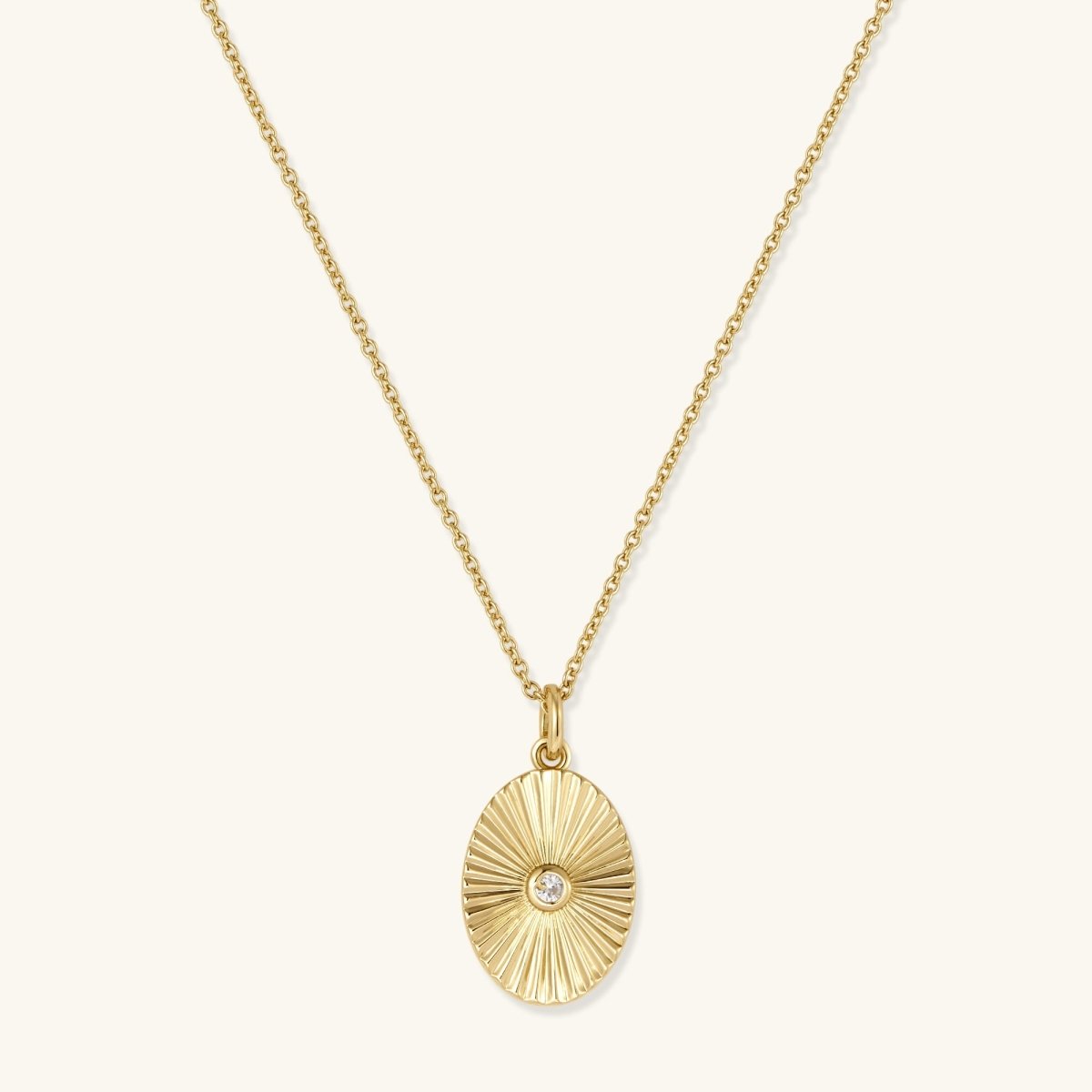 Gold Filled Oval Sun Necklace Minimalist Jewelry for Women - Echo Leaf