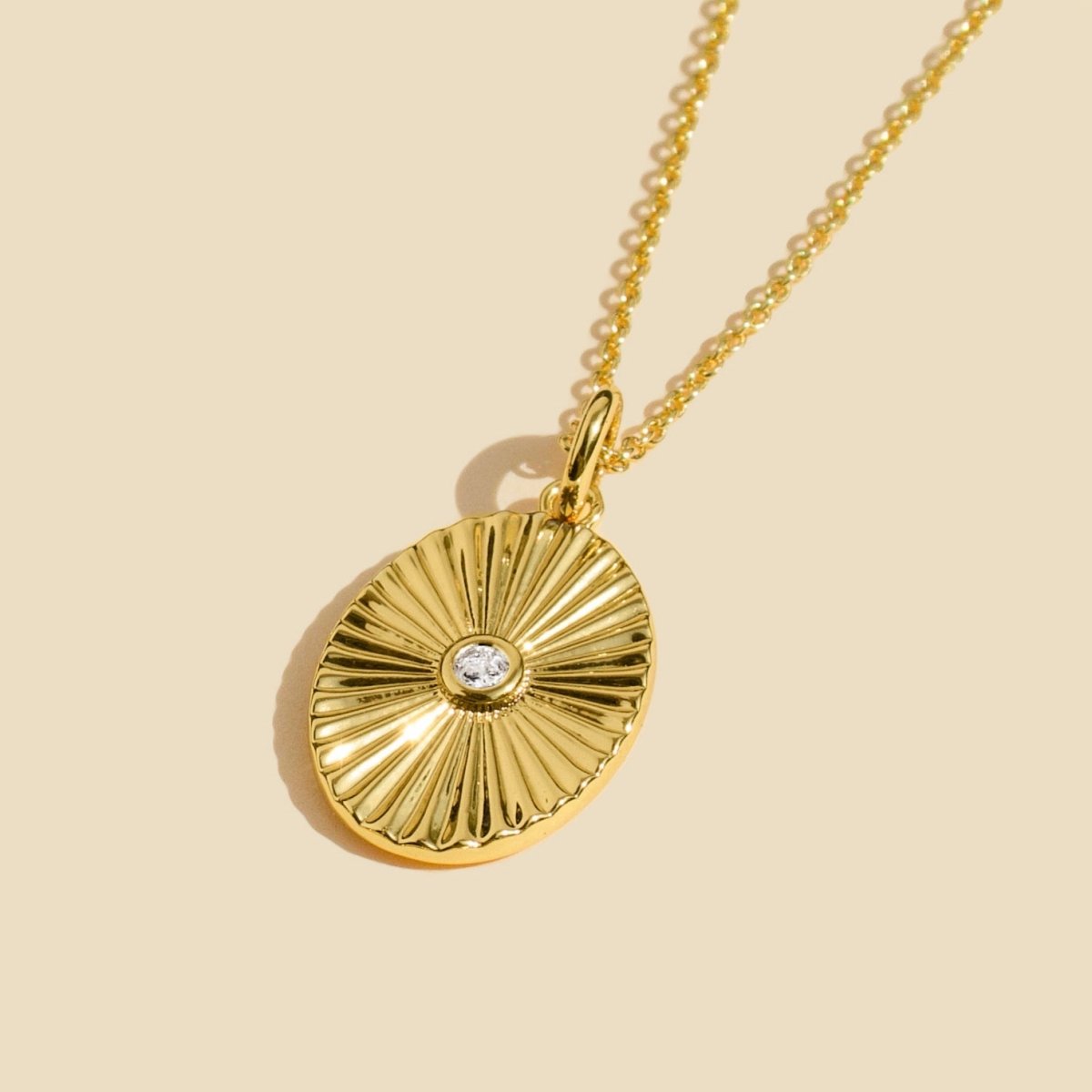 Gold Filled Oval Sun Necklace Minimalist Jewelry for Women - Echo Leaf