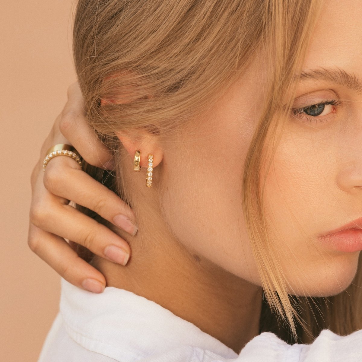 Large Diamond Hoops Elegant Sparkling Earrings for Women - Echo Leaf