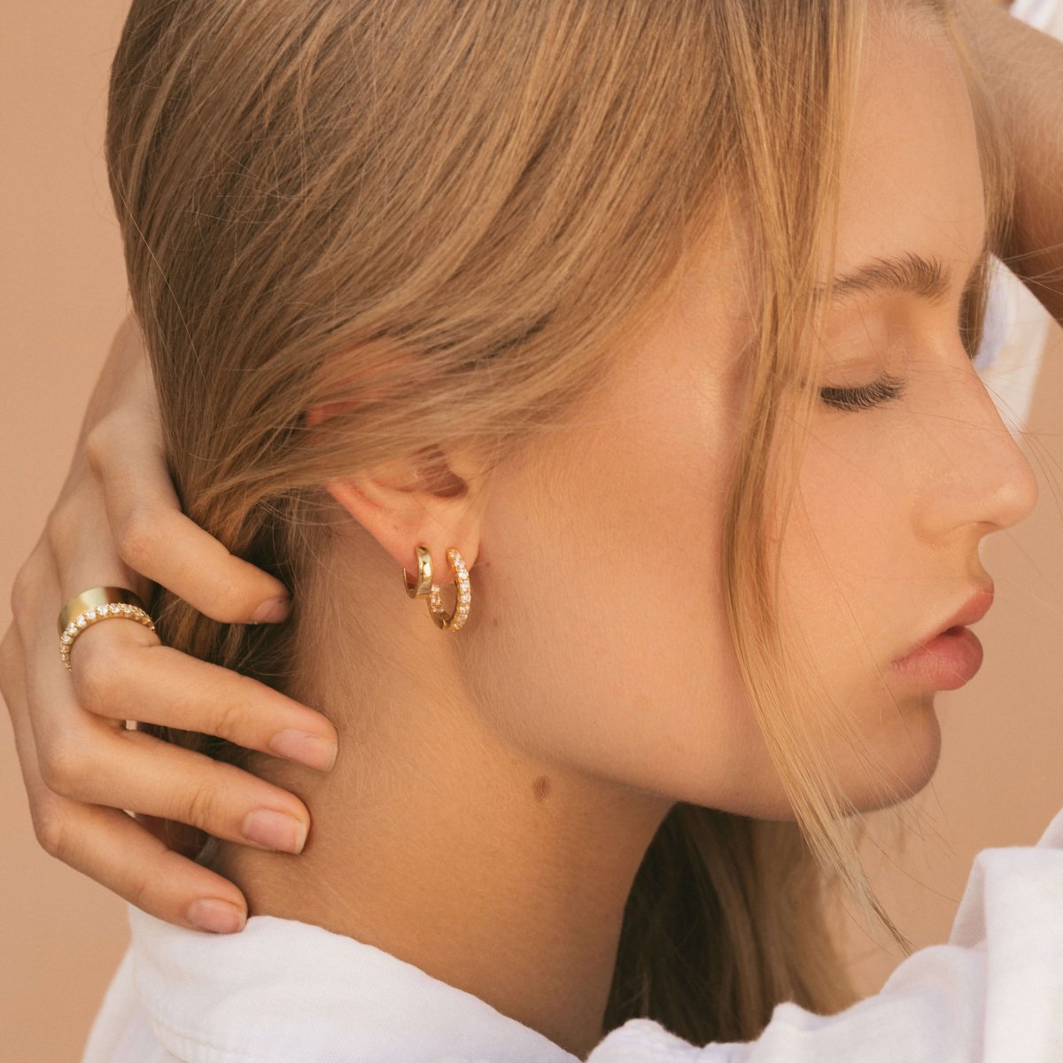 Large Diamond Hoops Elegant Sparkling Earrings for Women - Echo Leaf