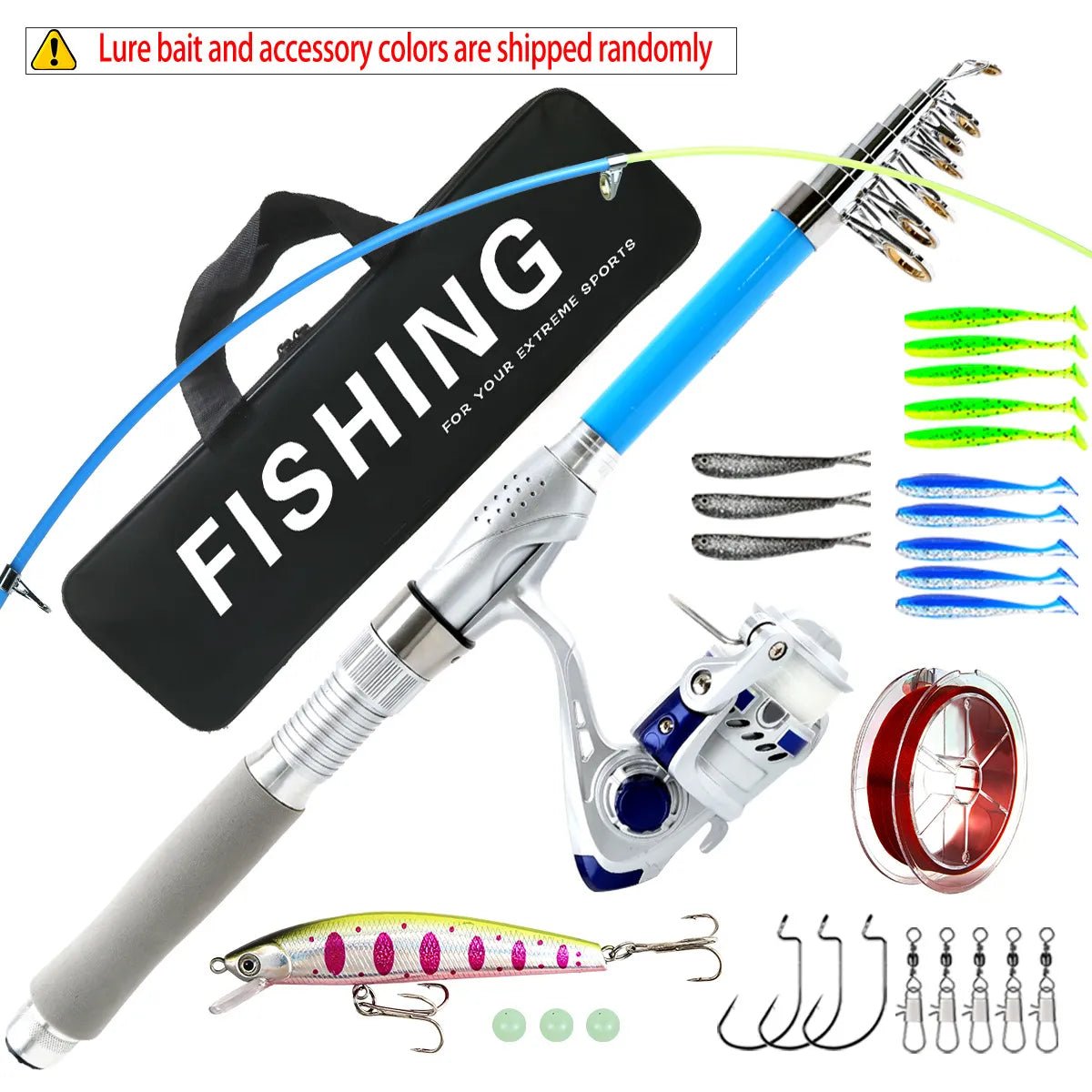 Lure Fishing Set – Long Cast Rod, Reel & Minnow Baits - Echo Leaf