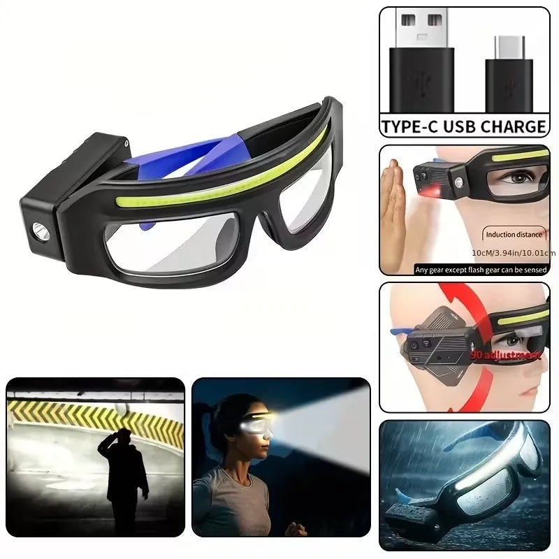 Motion Activated LED Headlamp Glasses USB - C Rechargeable Waterproof - Echo Leaf
