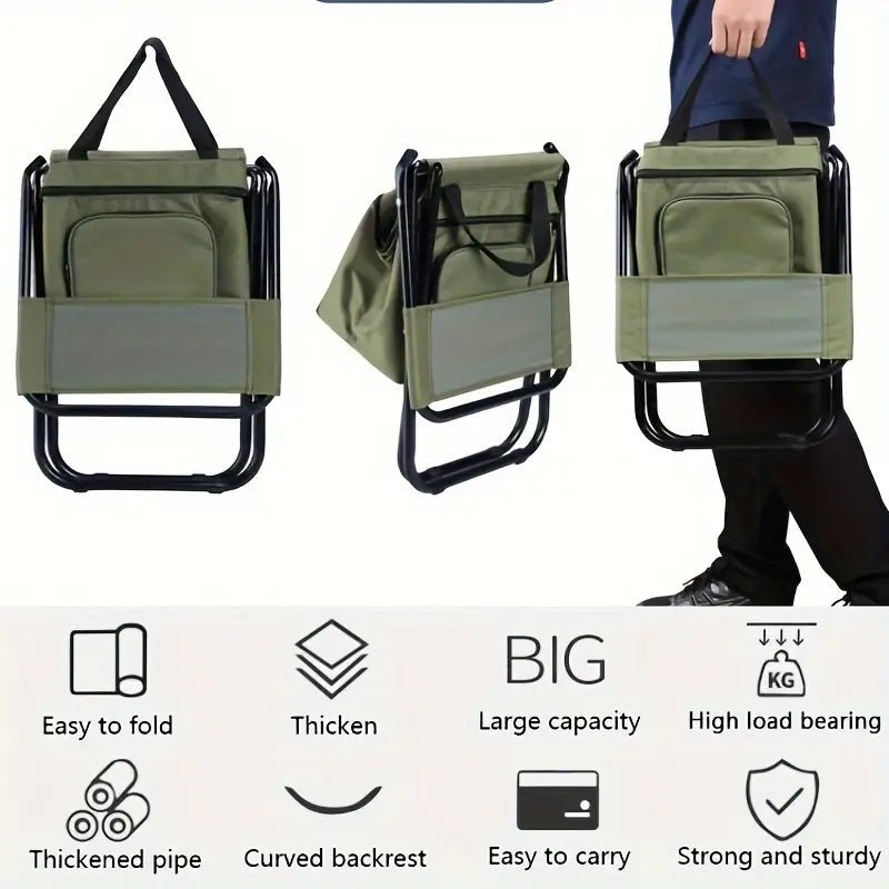 Portable Fishing Chairs with Cooler Bag – 2pcs Folding Set - Echo Leaf