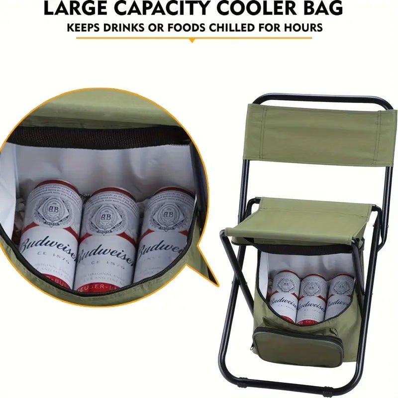 Portable Fishing Chairs with Cooler Bag – 2pcs Folding Set - Echo Leaf