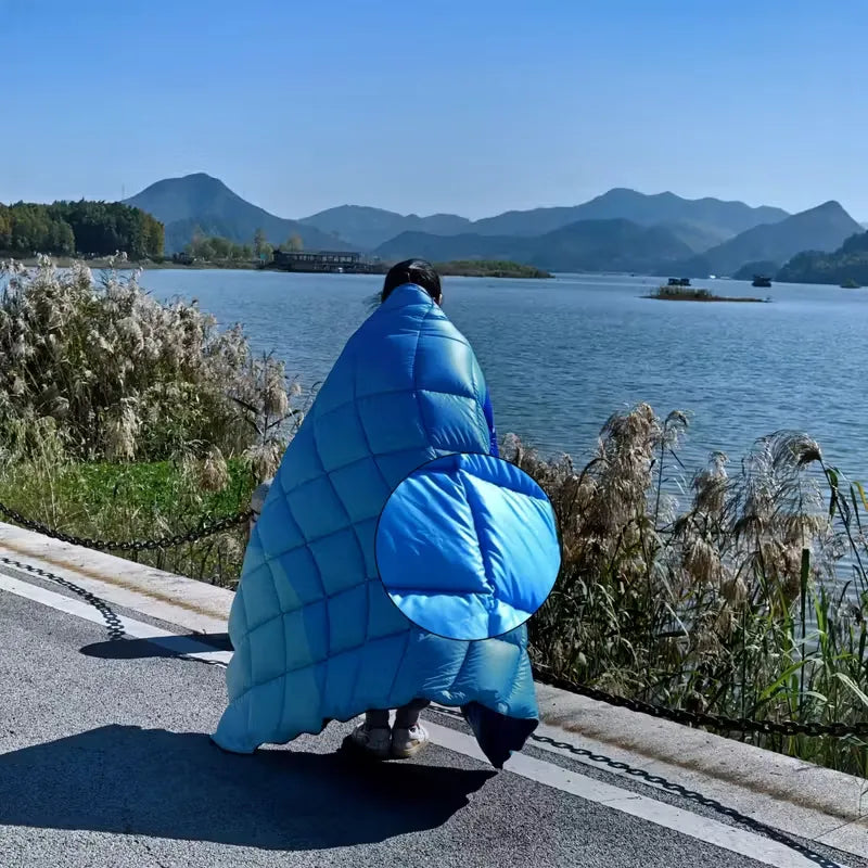 Warm Puffy Camping Blanket – Lightweight Outdoor Travel Quilt for Hiking, Picnic & Car - Echo Leaf