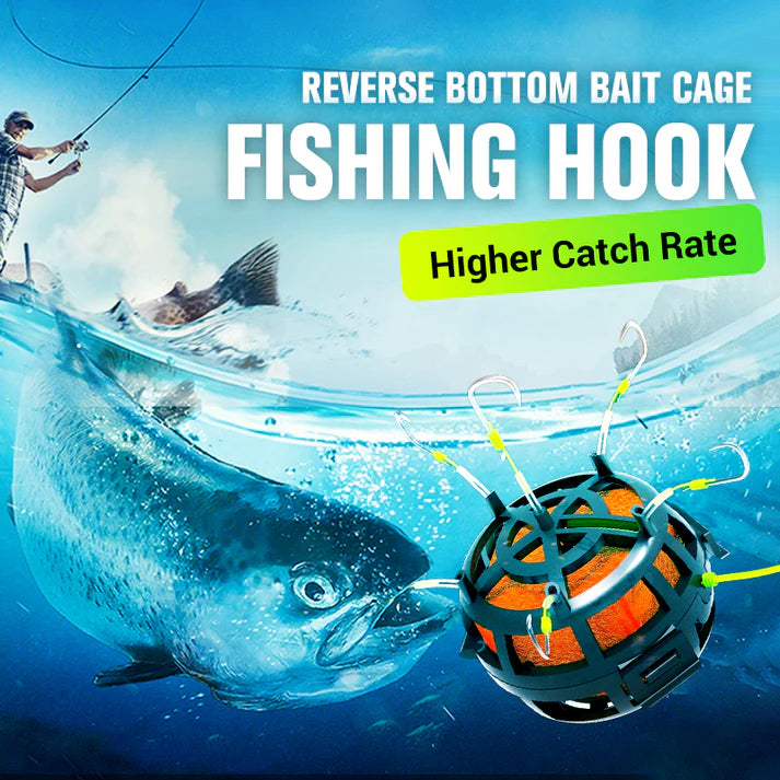 Reverse Bottom Bait Cage Fishing Hook for Secure Baiting and Bottom Fishing
