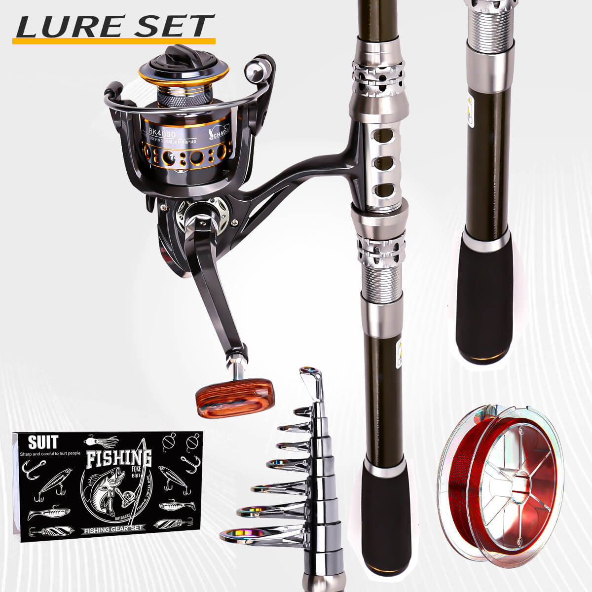 Rotating Reel & Carbon Rod Set – Sea & Freshwater Fishing Gear – High - Performance, Durable Fishing Combo - Echo Leaf