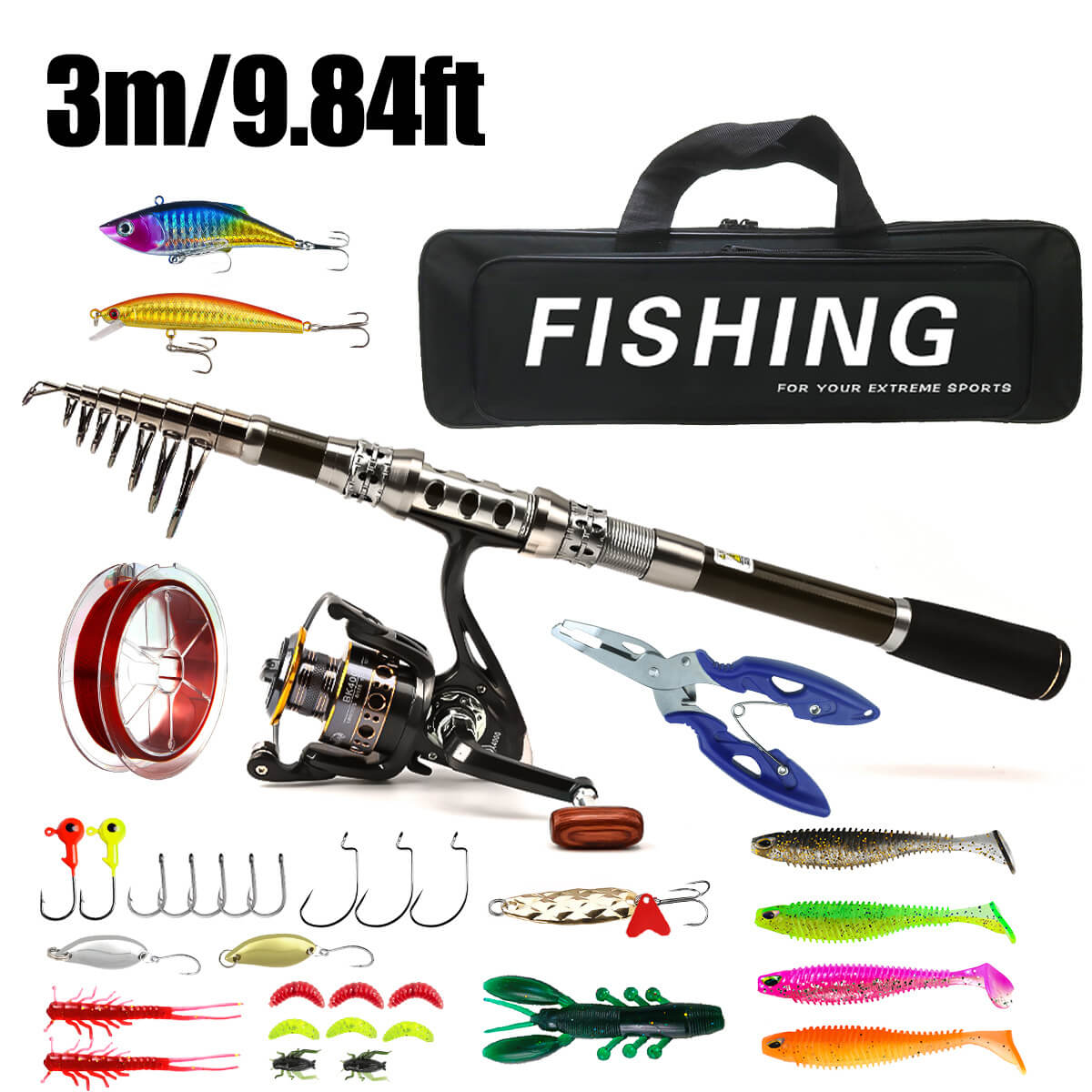 Rotating Reel & Carbon Rod Set – Sea & Freshwater Fishing Gear – High - Performance, Durable Fishing Combo - Echo Leaf