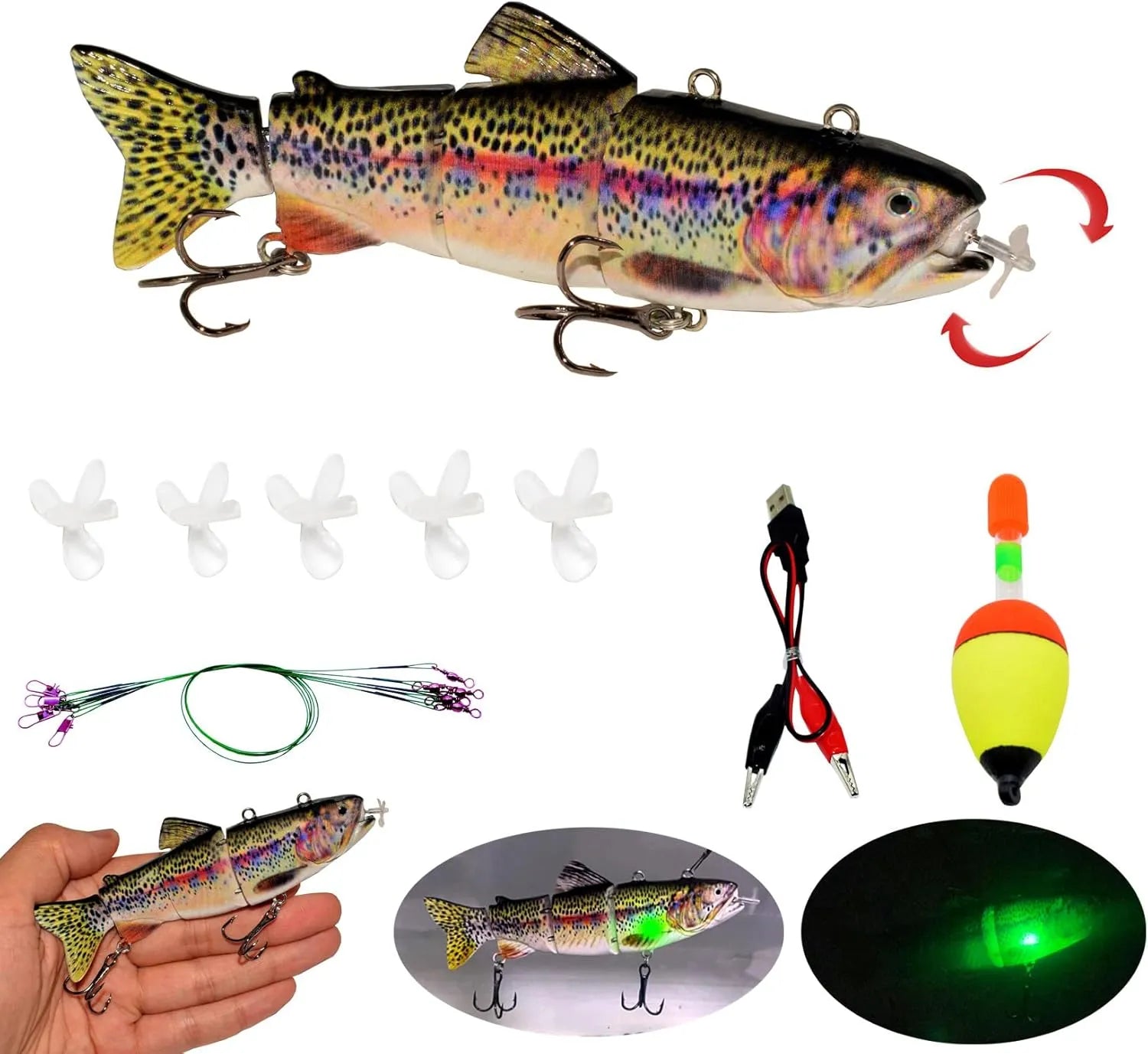 USB Rechargeable Electric Swimbait – Lifelike Auto Crankbait for Bass & Freshwater Fishing - Echo Leaf