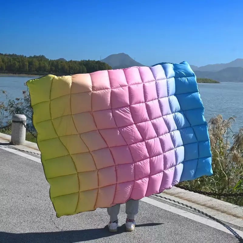 Warm Puffy Camping Blanket – Lightweight Outdoor Travel Quilt for Hiking, Picnic & Car - Echo Leaf